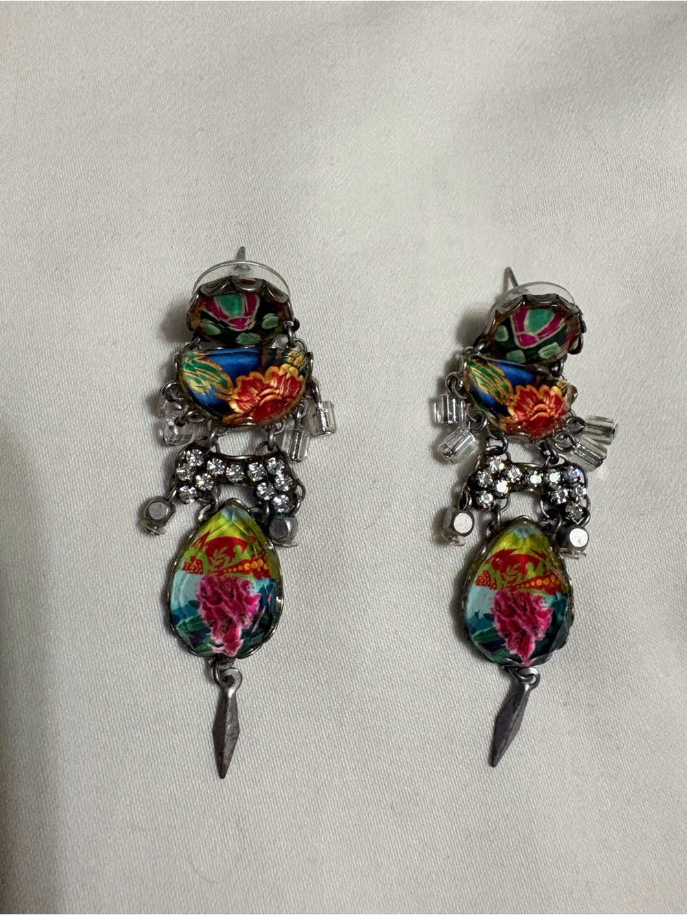 Vintage Ayala bar Statement floral Dangle earrings